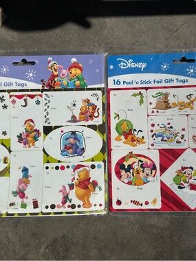 Y2K/Vintage Disney Holiday Foil Gift Tags - Blue, Red, Green, Yellow